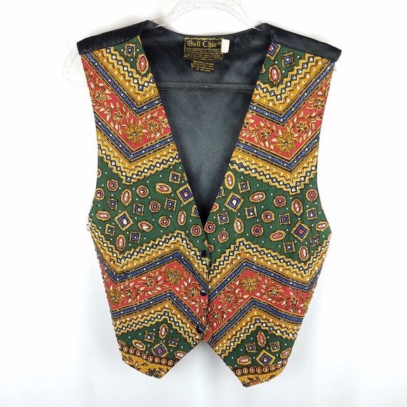 Bali‎ Chic vest beaded vee neck - Picture 1 of 6